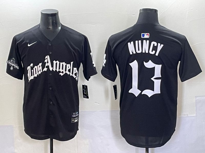 Men 2025 Los Angeles Dodgers #13 Muncy Black Five generations Joint Name Nike MLB Jersey style 2